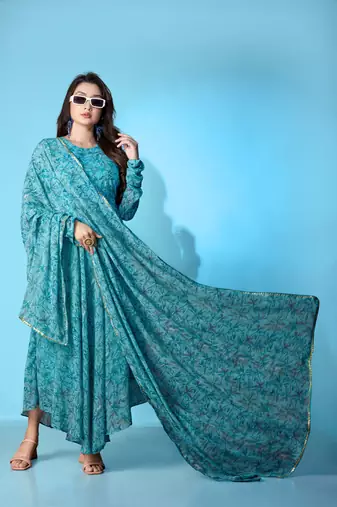floral printed georgette anarkali kurta