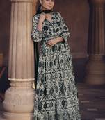 White georgette embroidered anarkali suit