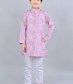 Boys rayon digital hd print sequined kurta pajama set - pink