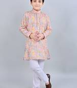 Boys rayon digital hd print sequined kurta pajama set - multicolor