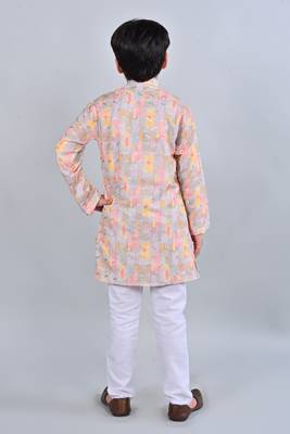 Boys rayon digital hd print sequined kurta pajama set - multicolor 2