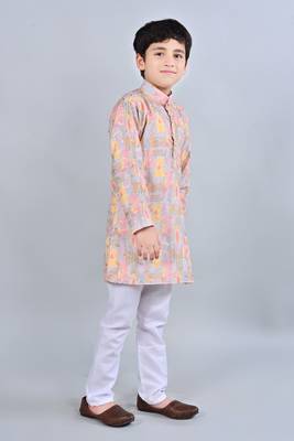 Boys rayon digital hd print sequined kurta pajama set - multicolor 4