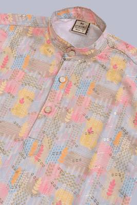 Boys rayon digital hd print sequined kurta pajama set - multicolor 5