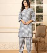  grey cotton ikat co-ord set