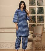  blue cotton ikat co-ord set