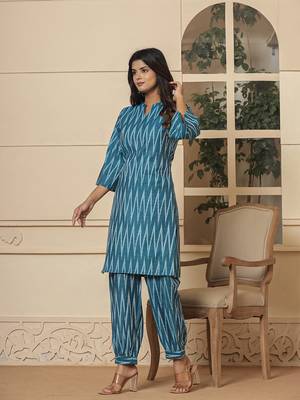  teal blue cotton ikat co-ord set 2