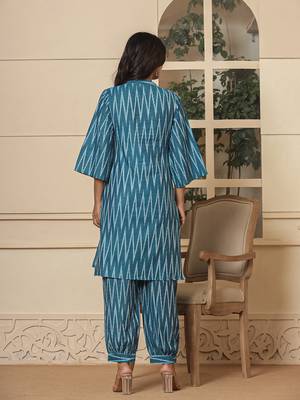  teal blue cotton ikat co-ord set 3