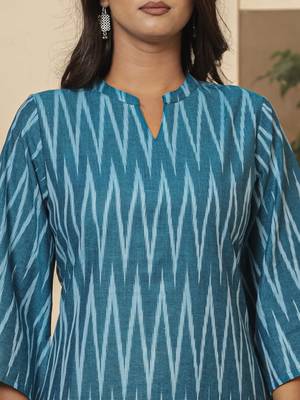  teal blue cotton ikat co-ord set 4