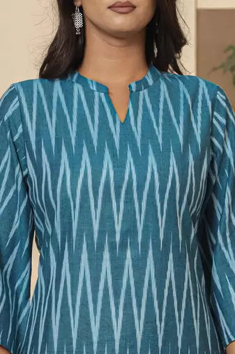  teal blue cotton ikat co-ord set