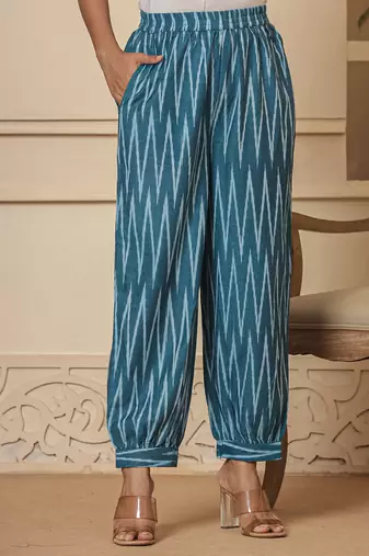  teal blue cotton ikat co-ord set