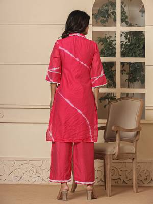  pink chanderi silk tie dye co-ord set 3