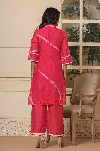  pink chanderi silk tie dye co-ord set