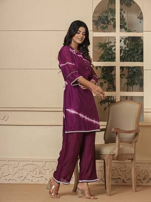  purple chanderi silk tie dye co-ord set 2