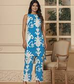  cotton blue pin tuck co-ord set