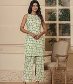  cotton green summer leaf print co-ord set