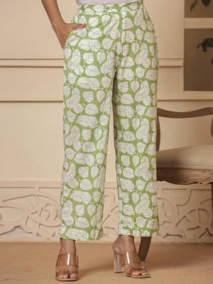  cotton green summer leaf print co-ord set 5