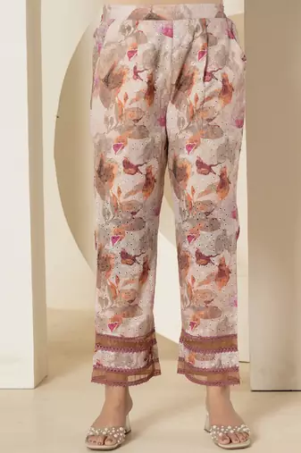  purple cotton schiffli co-ord set with lace detailing