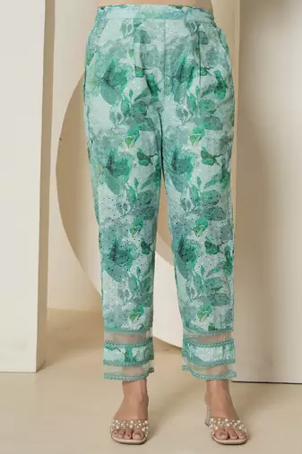  sea green cotton schiffli co-ord set with lace detailing
