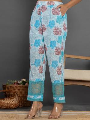  blue cotton schiffli co-ord set with lace detailing 5