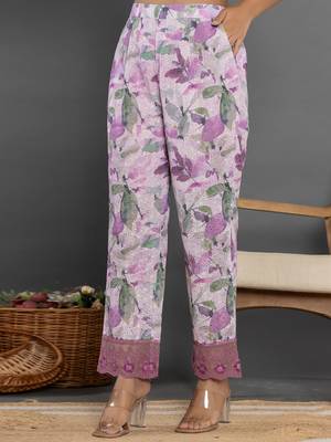  purple cotton schiffli co-ord set with lace 5