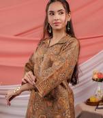  cotton brown digital printed work wear co-ord set