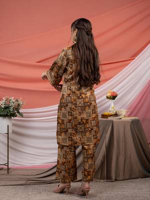  cotton brown digital printed workwear co-ord set 3