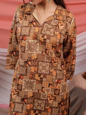  cotton brown digital printed workwear co-ord set 4