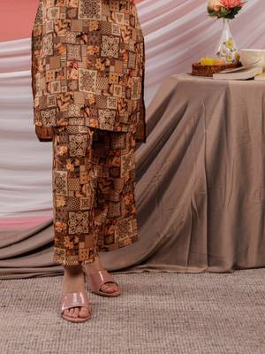  cotton brown digital printed workwear co-ord set 5