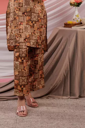  cotton brown digital printed workwear co-ord set