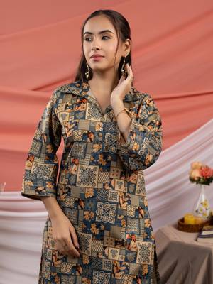  cotton green digital printed workwear co-ord set 1