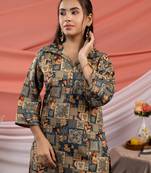  cotton green digital printed workwear co-ord set