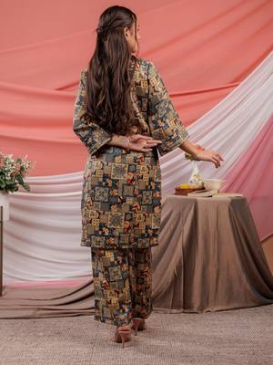  cotton green digital printed workwear co-ord set 3