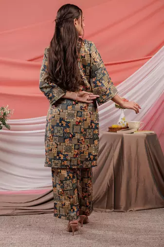  cotton green digital printed workwear co-ord set