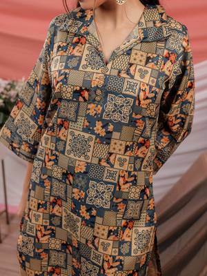  cotton green digital printed workwear co-ord set 4