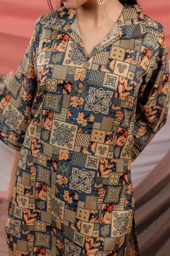  cotton green digital printed workwear co-ord set