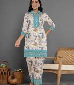  turquoise blue cotton schiffli co-ord set with lace