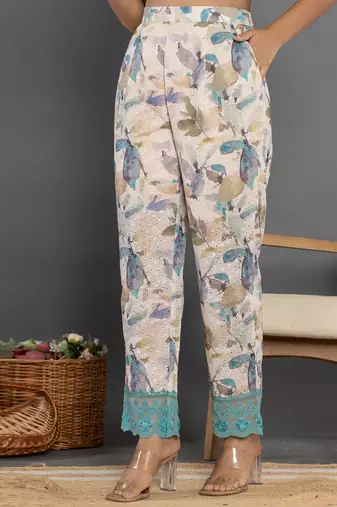  turquoise blue cotton schiffli co-ord set with lace