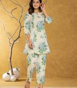  cotton blue floral print co-ord set