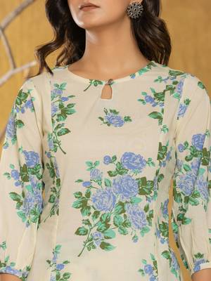  cotton blue floral print co-ord set 4