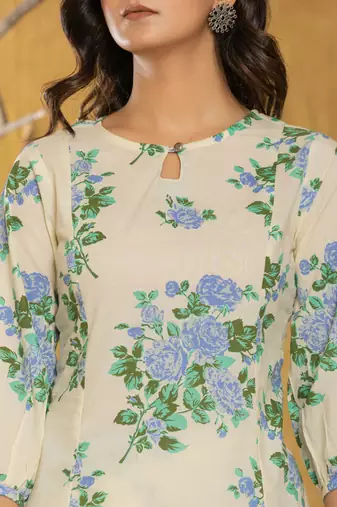 cotton blue floral print co-ord set