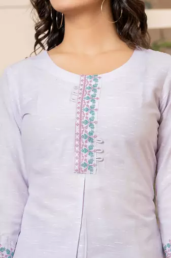  linen lavender embroidery straight kurta