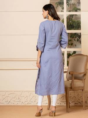 violet hand painted straight kurta 3