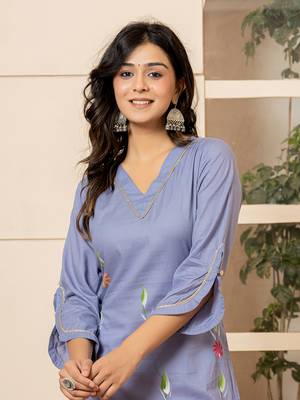  violet hand painted straight kurta 4