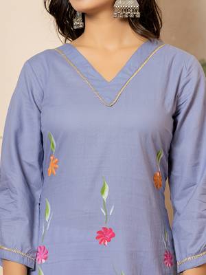  violet hand painted straight kurta 5