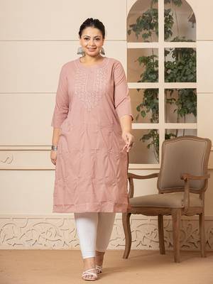  mauve floral straight plus size kurta 1