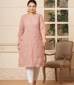  mauve floral straight plus size kurta