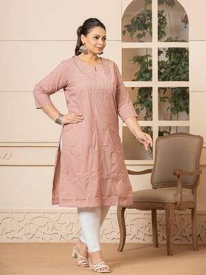  mauve floral straight plus size kurta 2