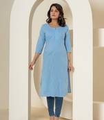  sky blue chikankari straight kurta