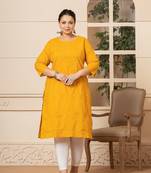  mustard floral straight plus size kurta