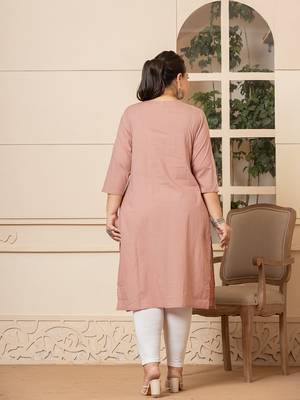  mauve floral straight plus size kurta 3